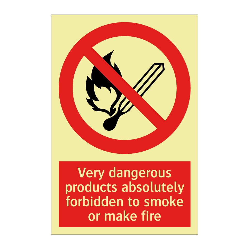 Very dangerous products absolutely forbidden to smoke or make fire