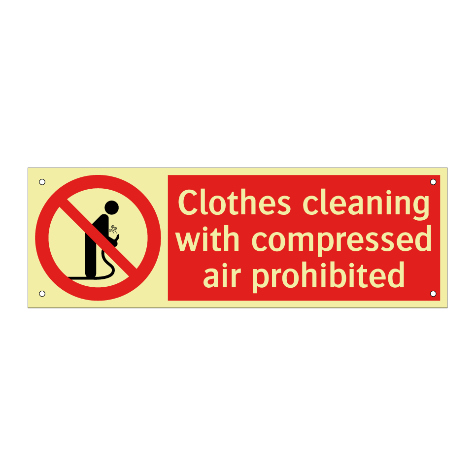 Clothes cleaning with compressed air prohibited