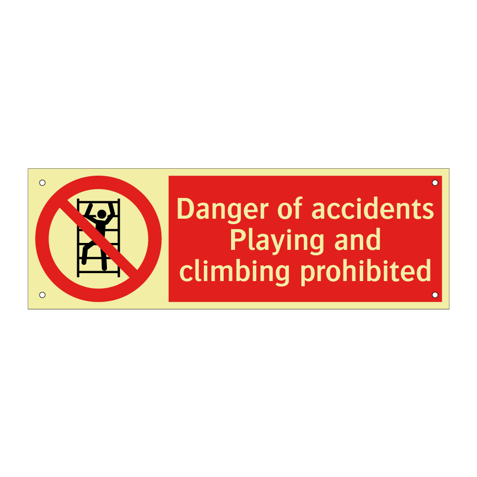 Danger of accidents Playing and climbing prohibited