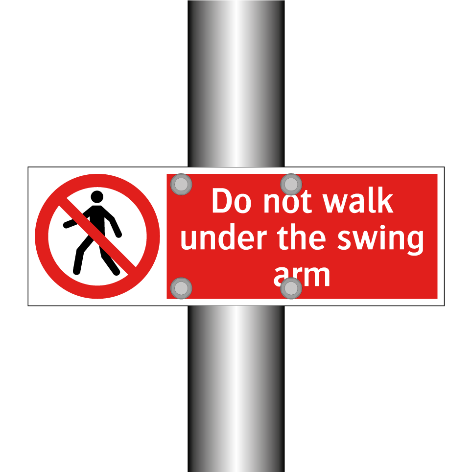 Do not walk under the swing arm