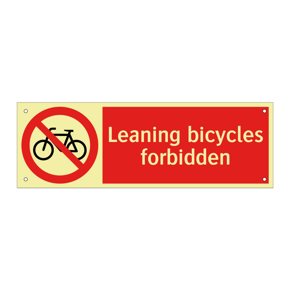 Leaning bicycles forbidden