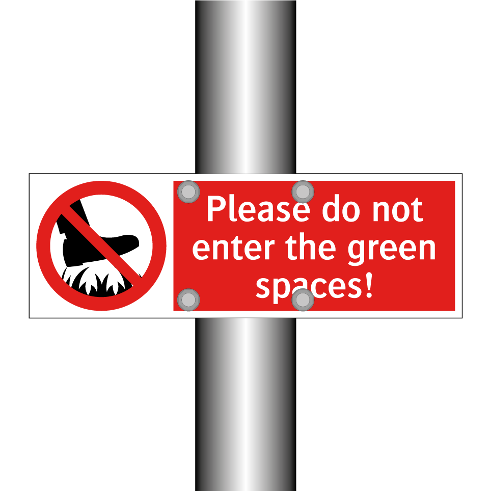 Please do not enter the green spaces!