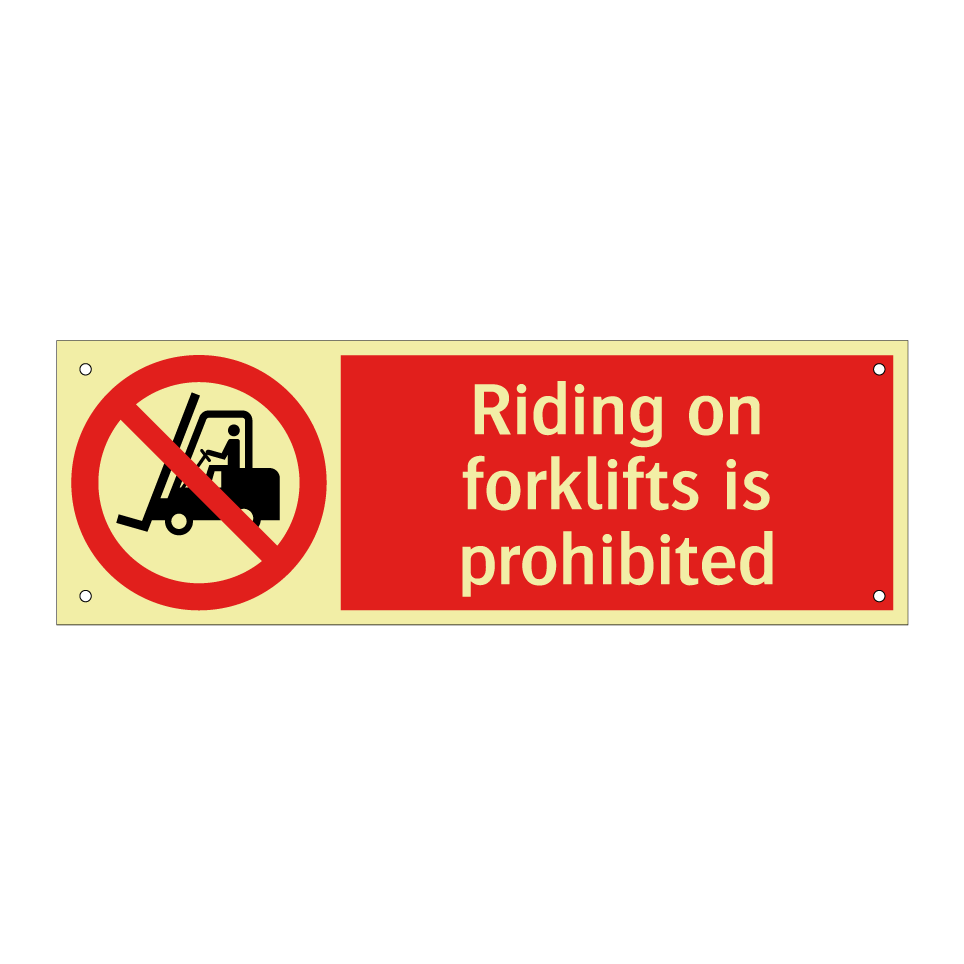 Riding on forklifts is prohibited