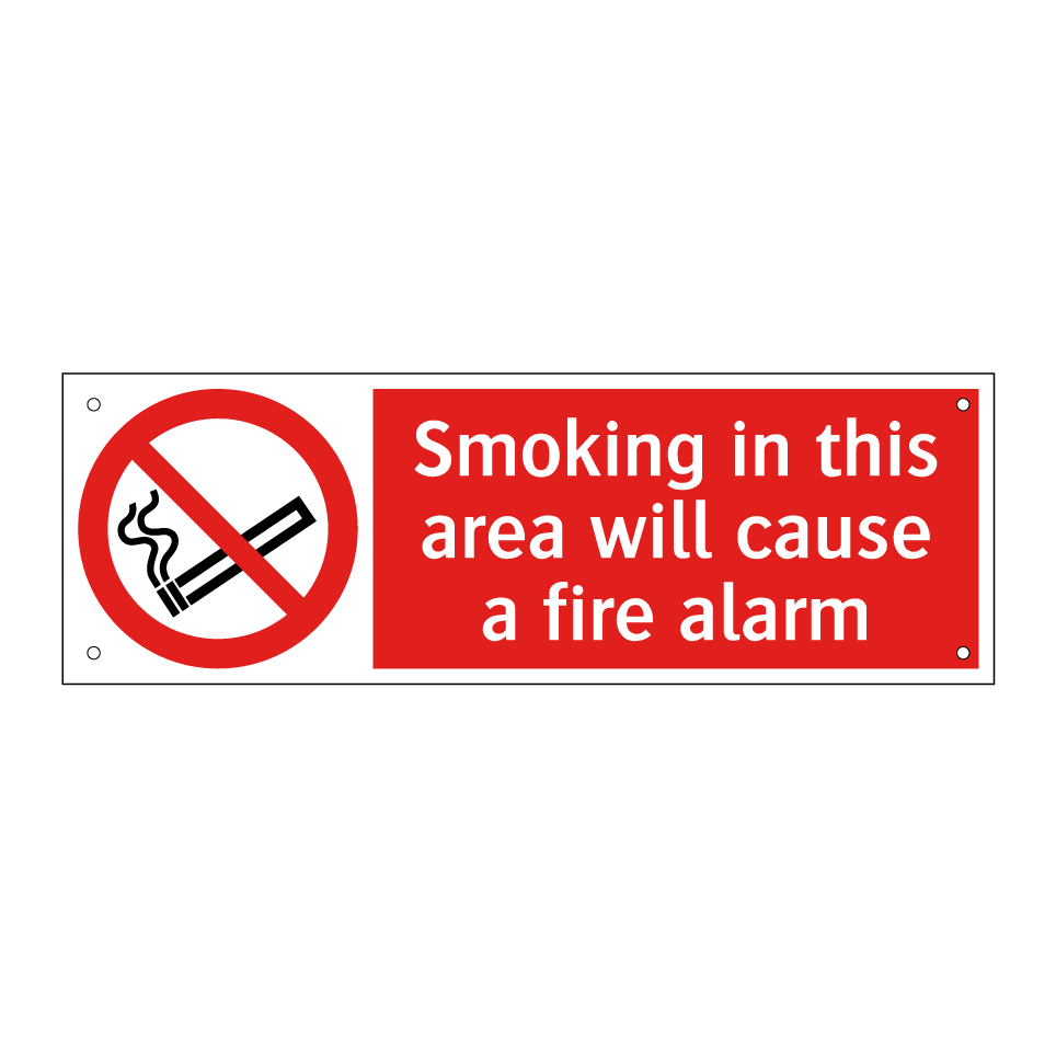 Smoking in this area will cause a fire alarm