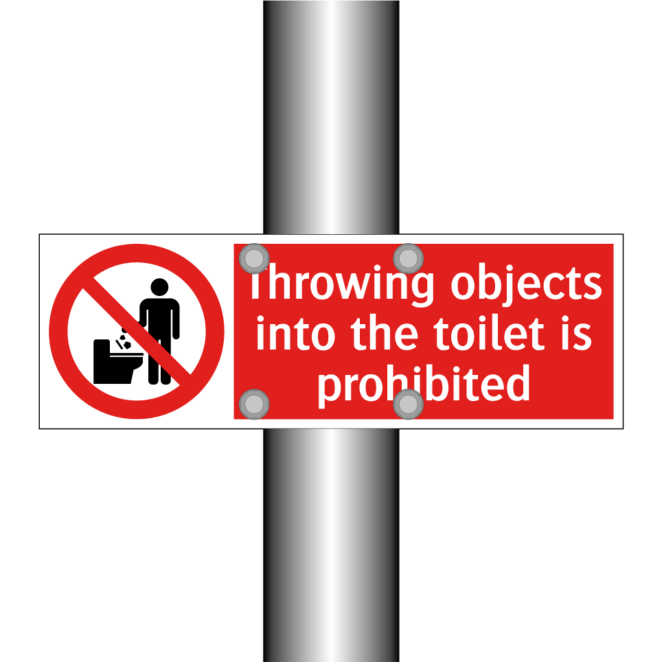 Throwing objects into the toilet is prohibited