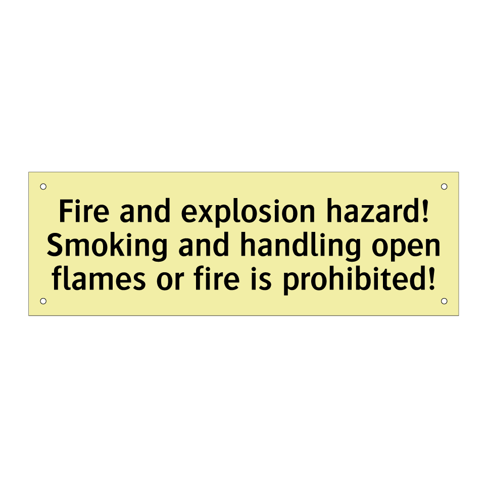 Fire and explosion hazard! Smoking and handling open flames or fire is prohibited!