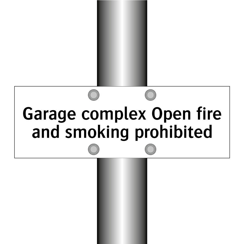 Garage complex Open fire and smoking prohibited