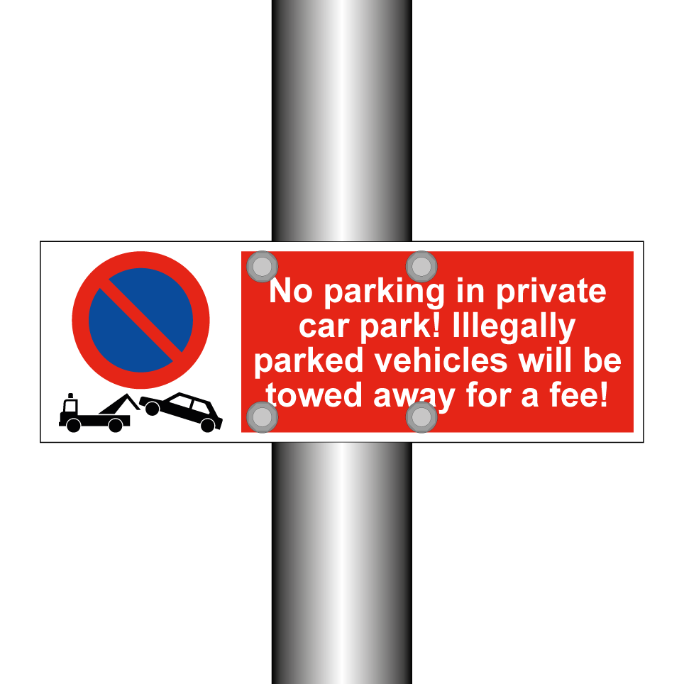 No parking in private car park! Illegally parked vehicles will be towed away for a fee!