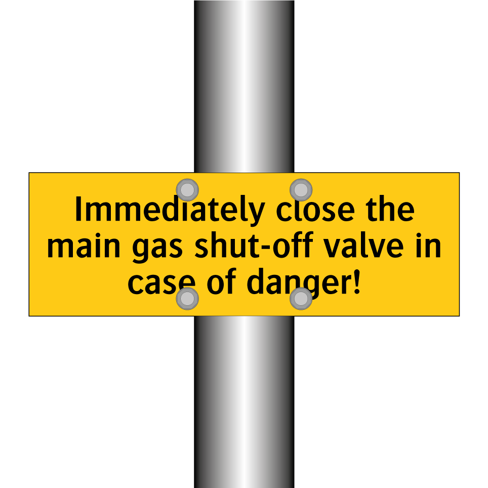 Immediately close the main gas shut-off valve in case of danger!