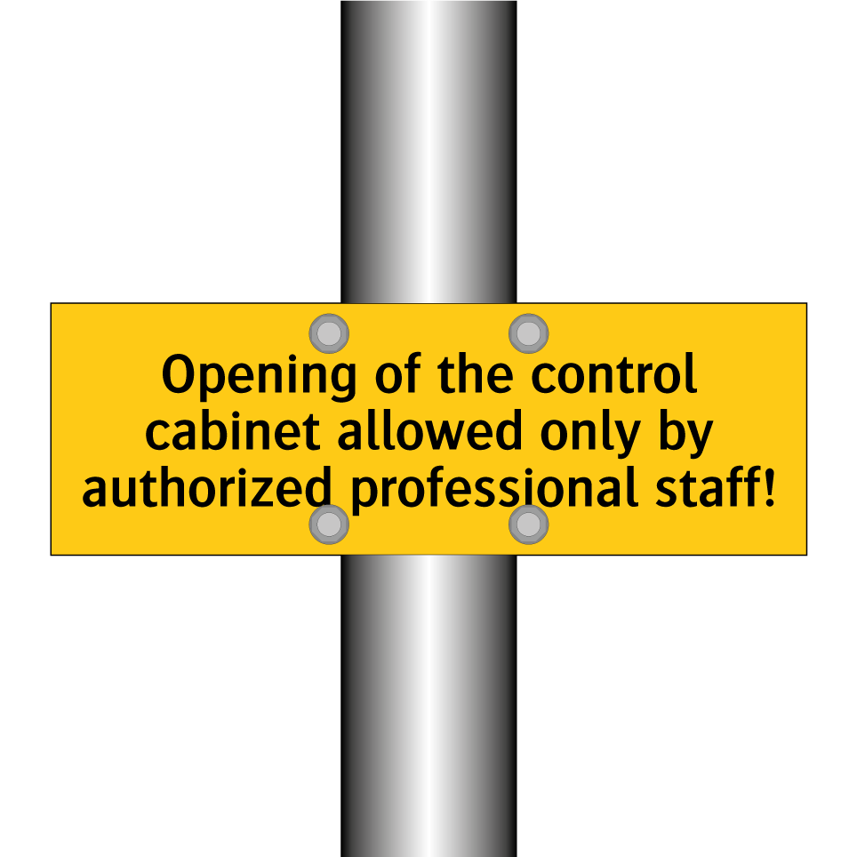 Opening of the control cabinet allowed only by authorized professional staff!