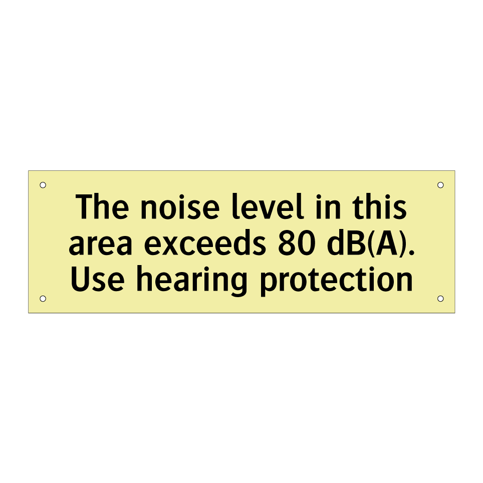 The noise level in this area exceeds 80 dB(A). Use hearing protection