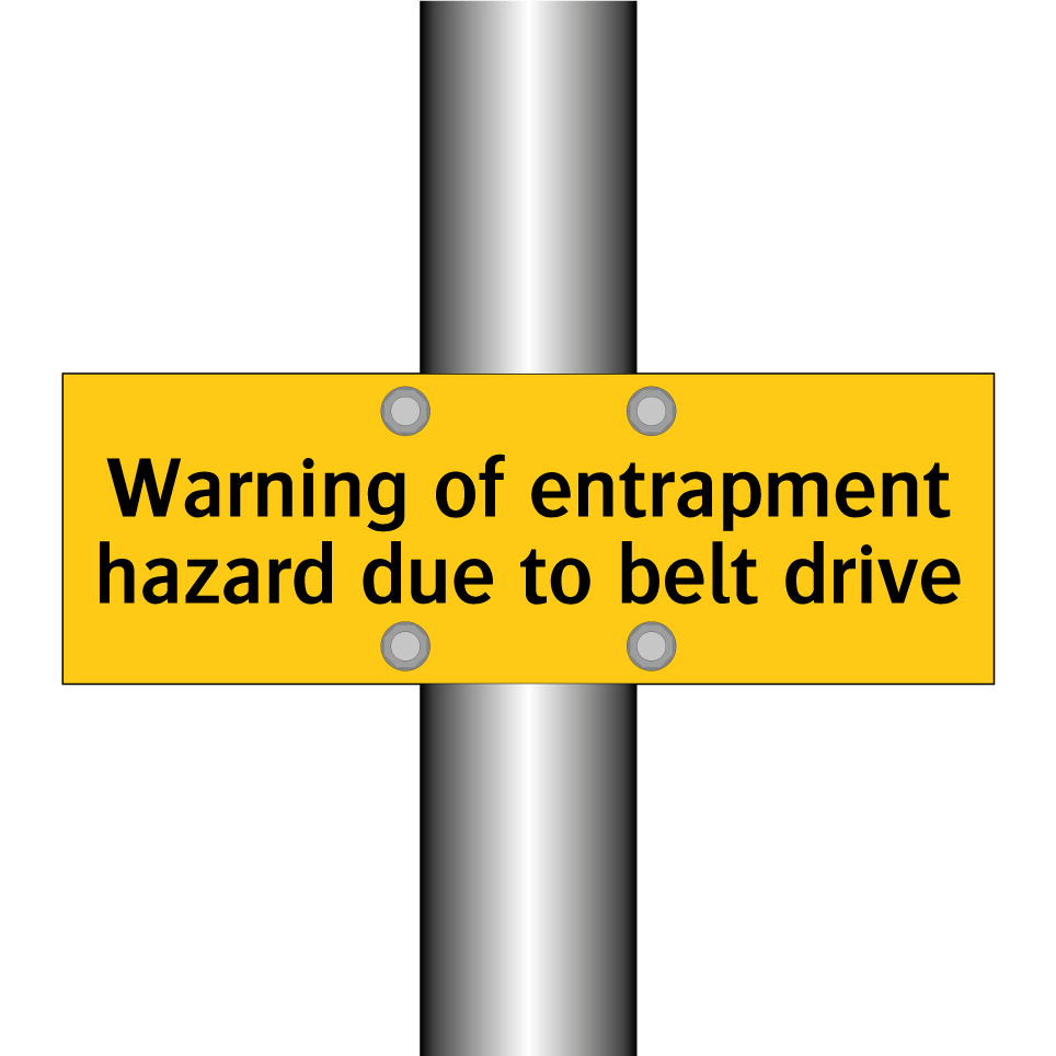 Warning of entrapment hazard due to belt drive