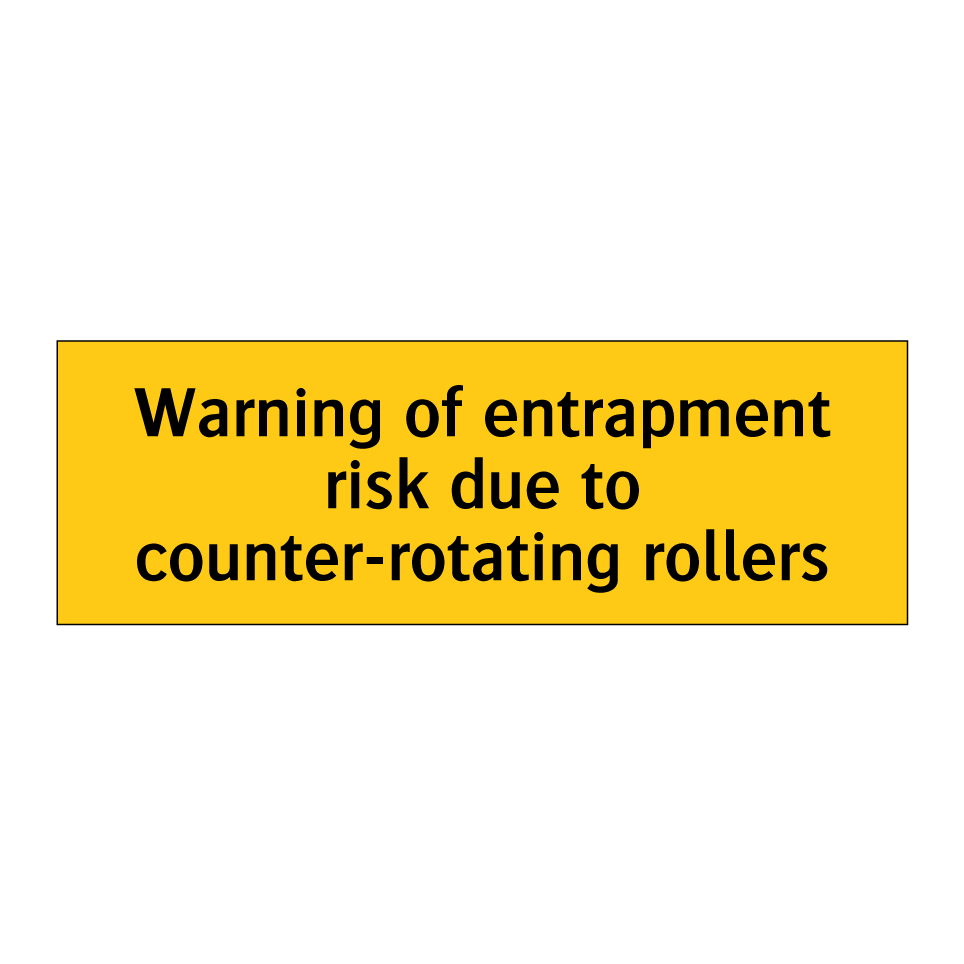 Warning of entrapment risk due to counter-rotating rollers