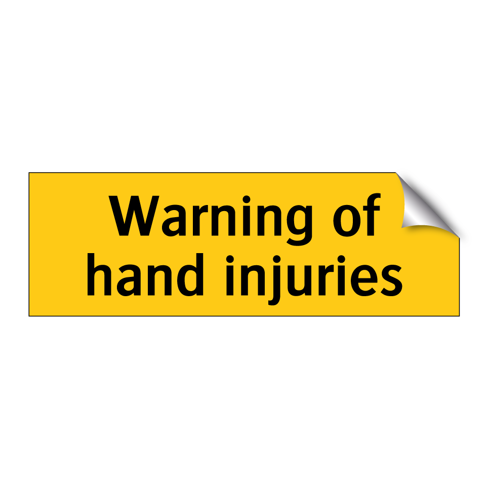 Warning of hand injuries