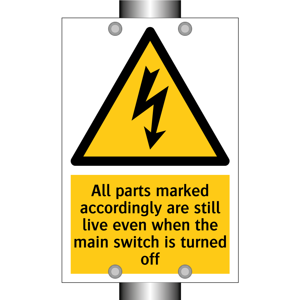 All parts marked accordingly are still live even when the main switch is turned off