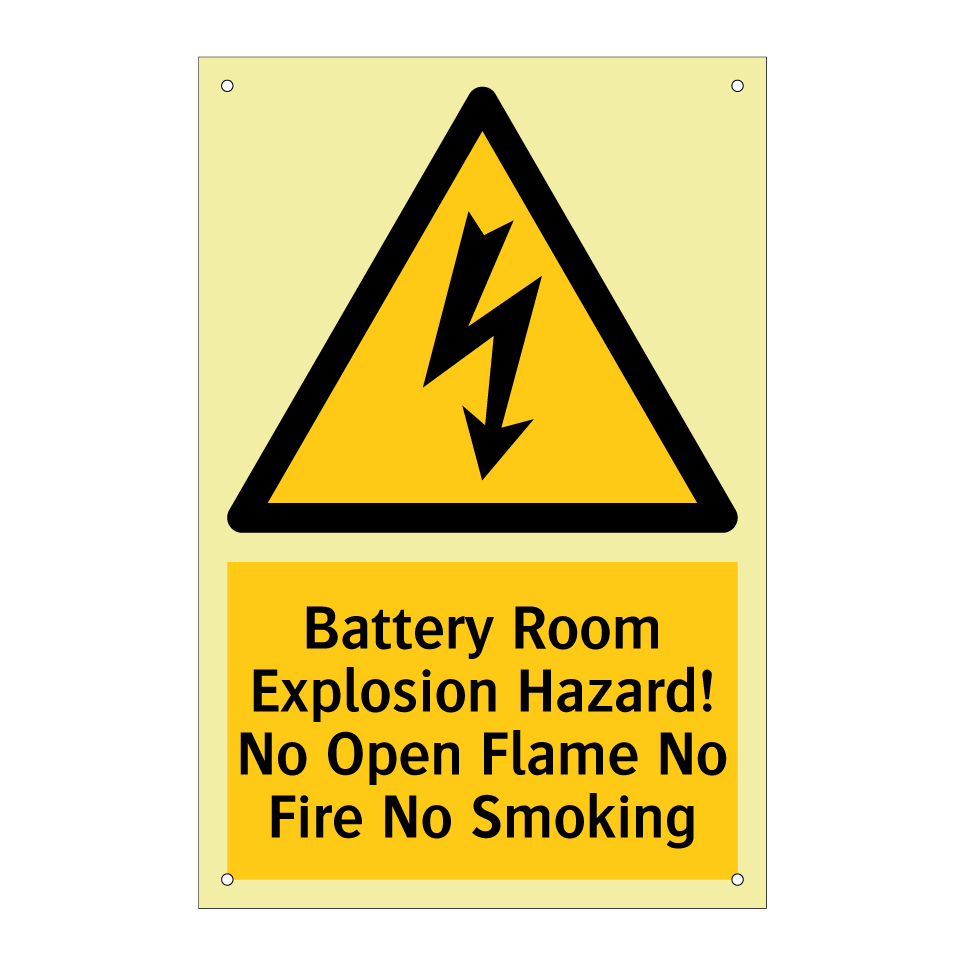 Battery Room Explosion Hazard! No Open Flame No Fire No Smoking