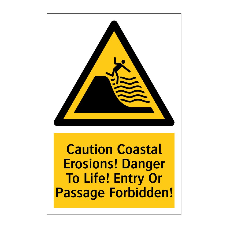 Caution Coastal Erosions! Danger To Life! Entry Or Passage Forbidden!