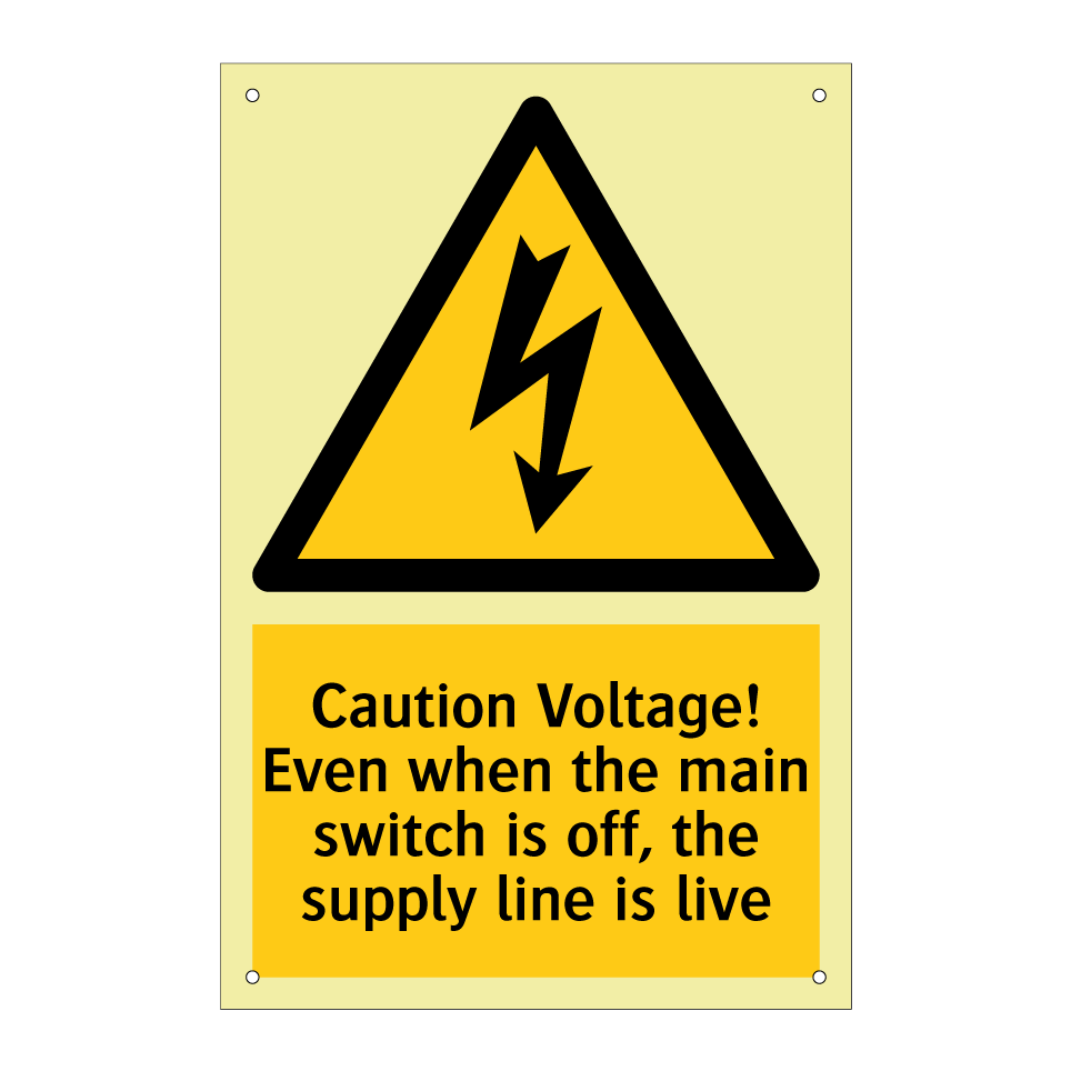 Caution Voltage! Even when the main switch is off, the supply line is live