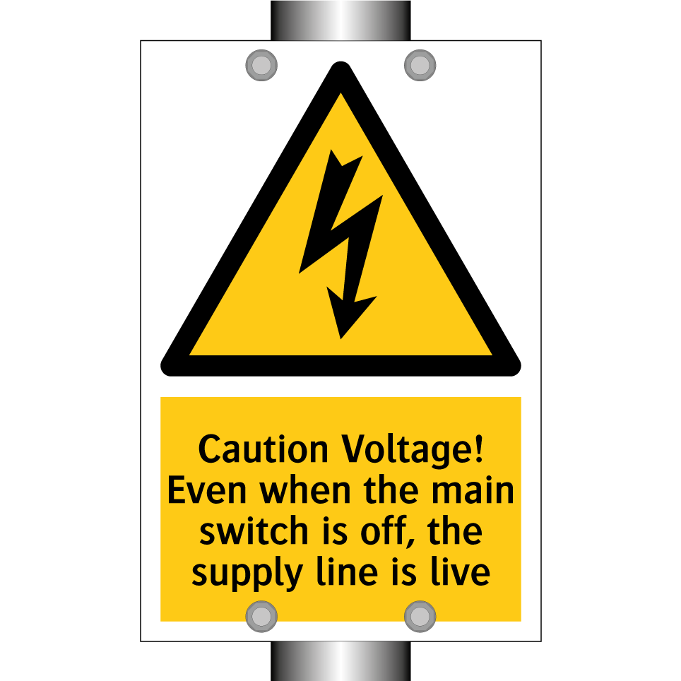 Caution Voltage! Even when the main switch is off, the supply line is live
