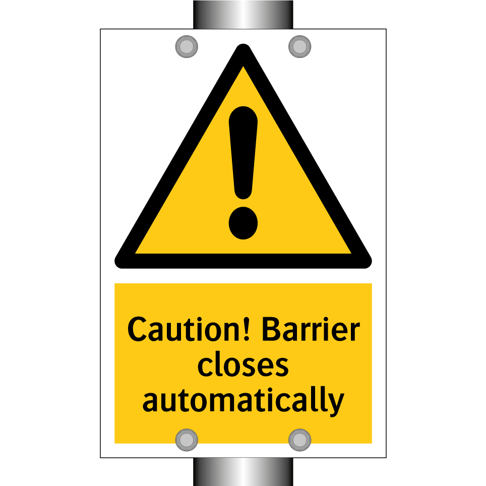 Caution! Barrier closes automatically