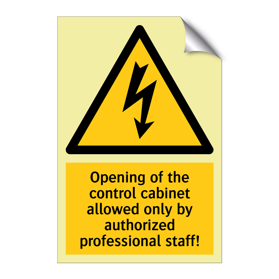 Opening of the control cabinet allowed only by authorized professional staff!