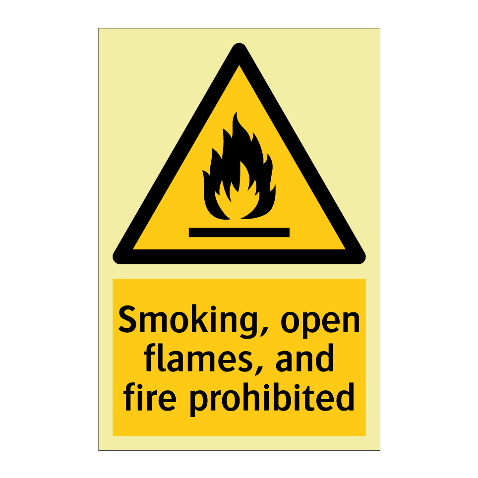 Smoking, open flames, and fire prohibited
