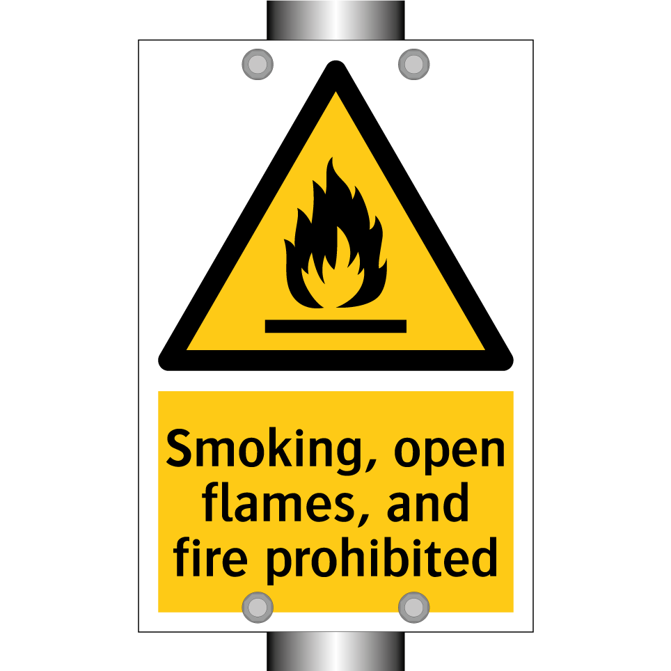 Smoking, open flames, and fire prohibited