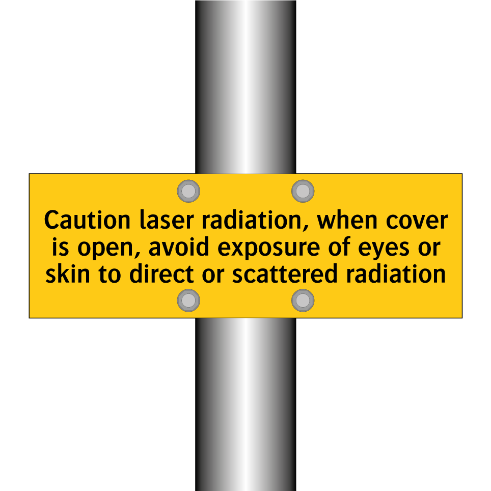 Caution laser radiation, when cover is open, avoid exposure of eyes or skin to direct or scattered radiation