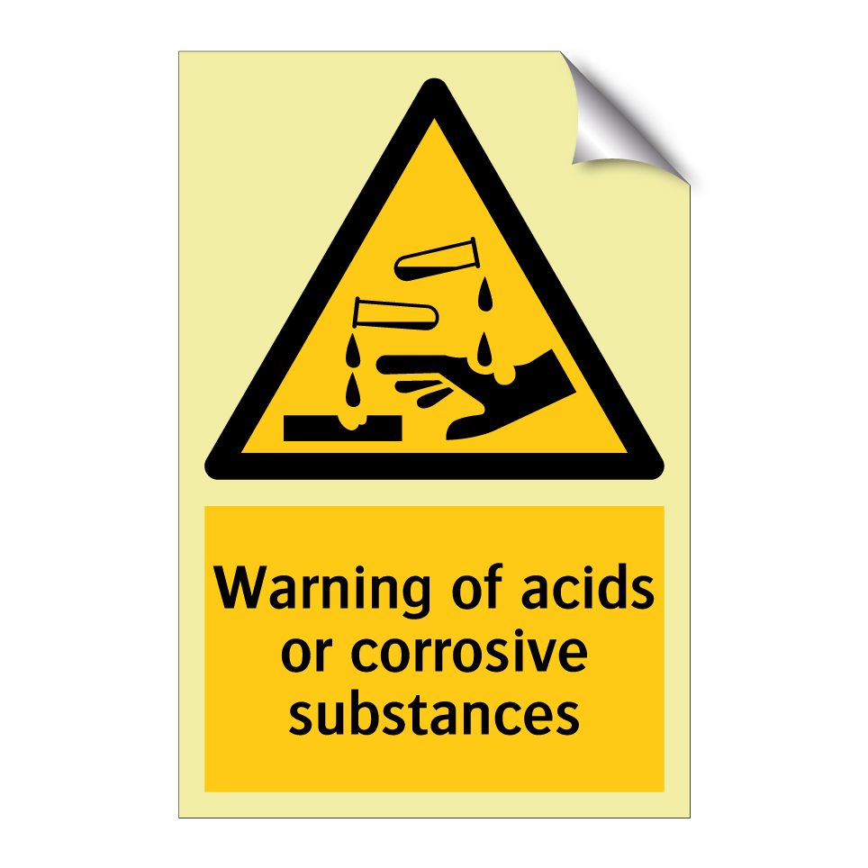 Warning of acids or corrosive substances