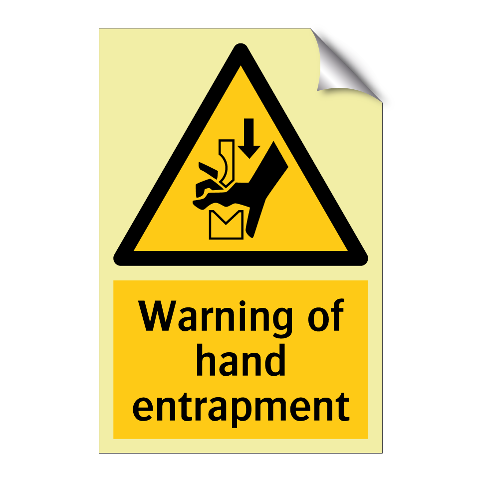 Warning of hand entrapment