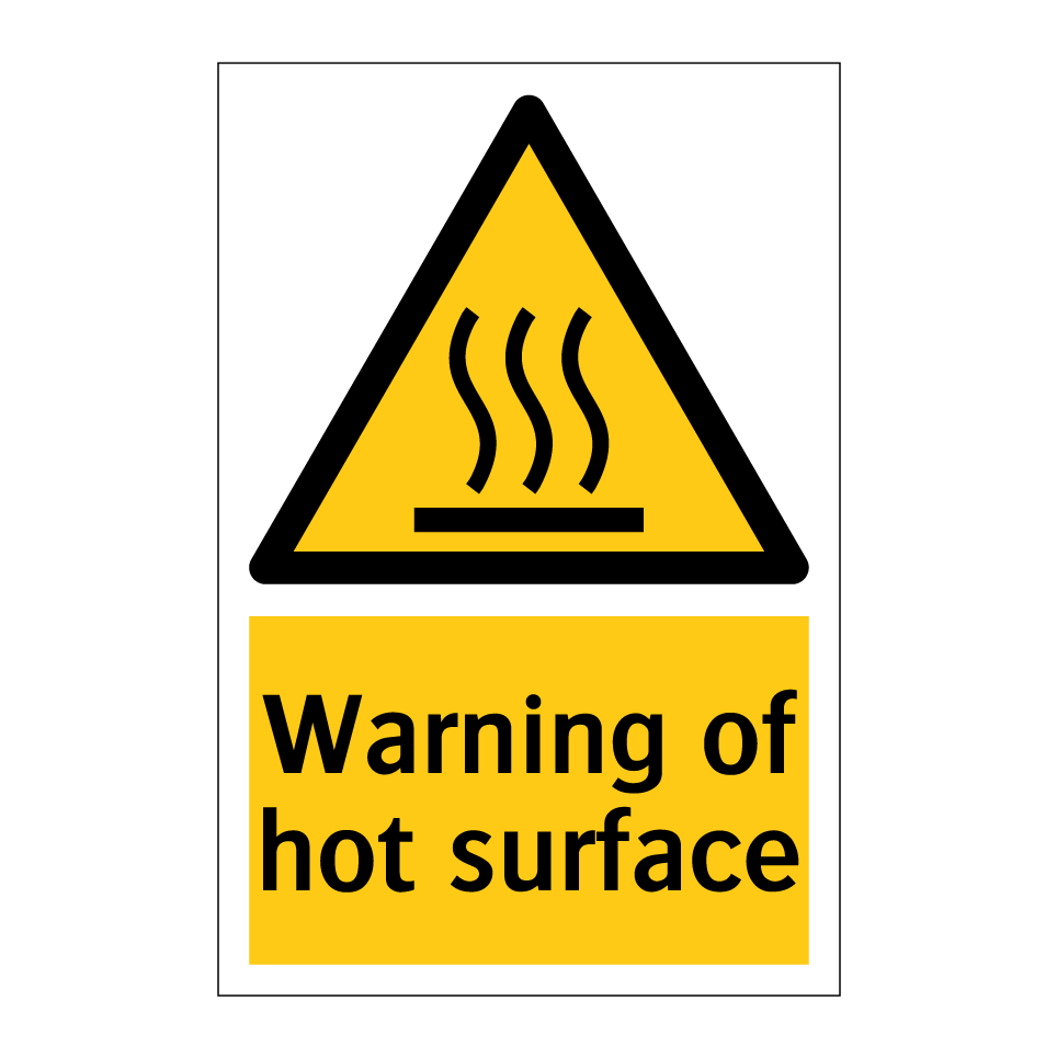 Warning of hot surface