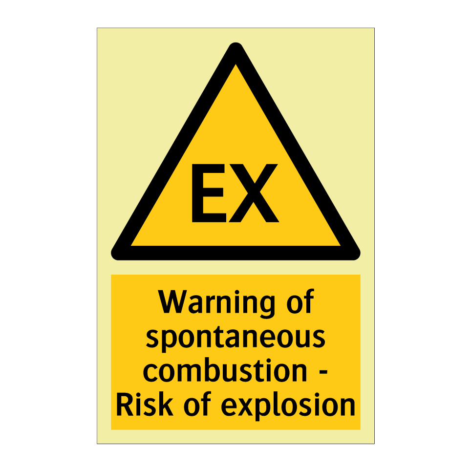 Warning of spontaneous combustion - Risk of explosion
