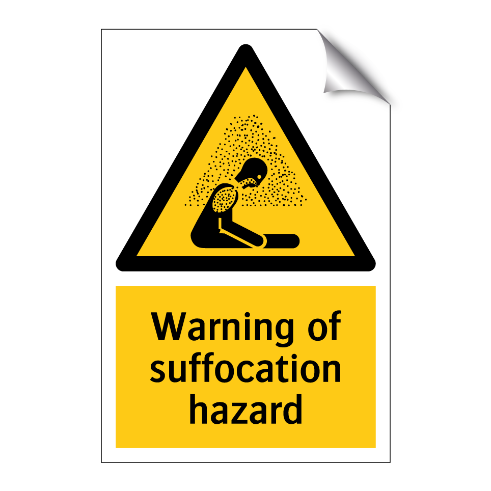 Warning of suffocation hazard