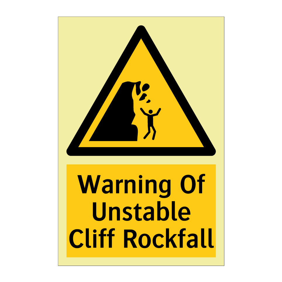 Warning Of Unstable Cliff Rockfall