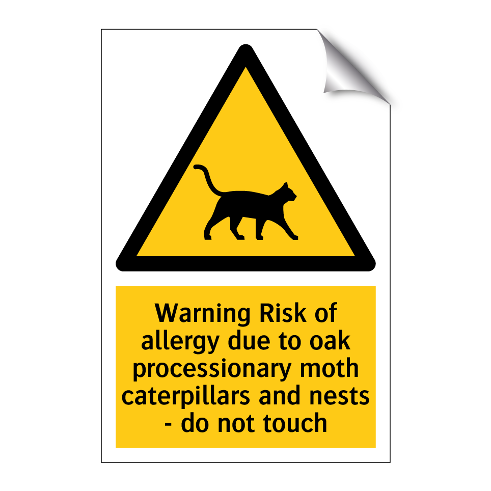Warning Risk of allergy due to oak processionary moth caterpillars and nests - do not touch