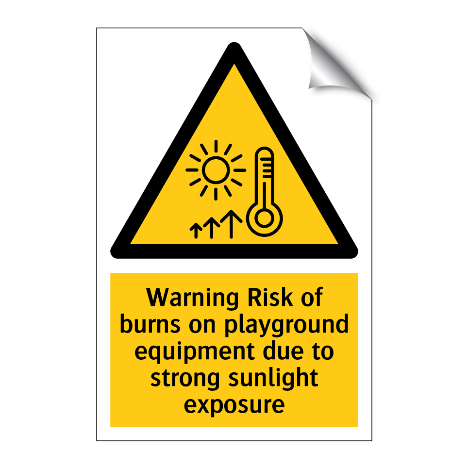 Warning Risk of burns on playground equipment due to strong sunlight exposure