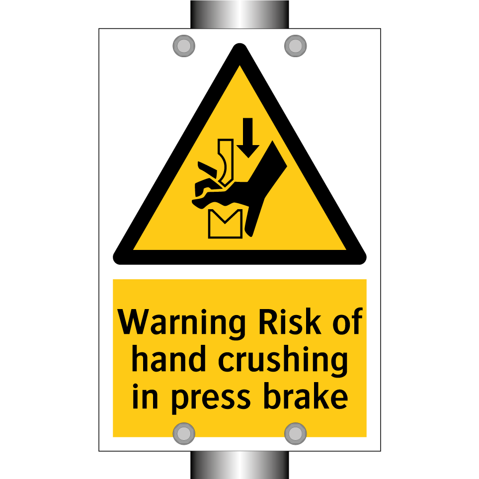 Warning Risk of hand crushing in press brake