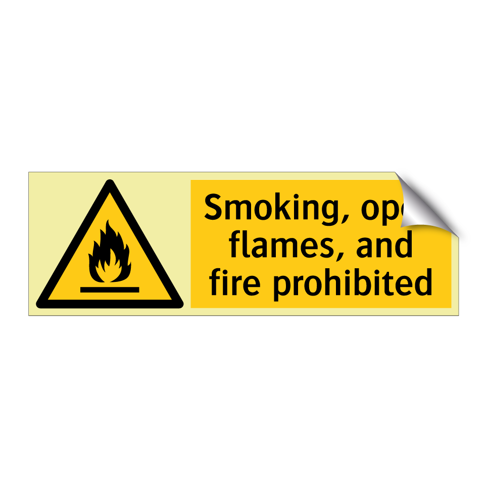 Smoking, open flames, and fire prohibited