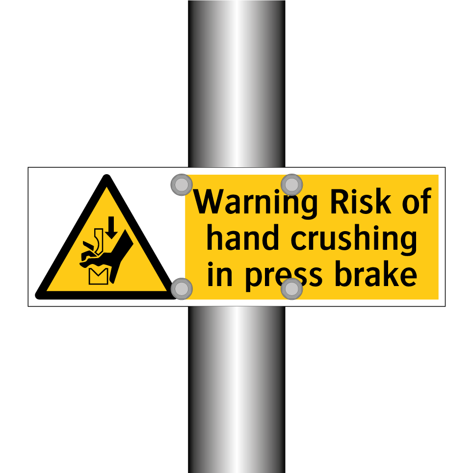 Warning Risk of hand crushing in press brake