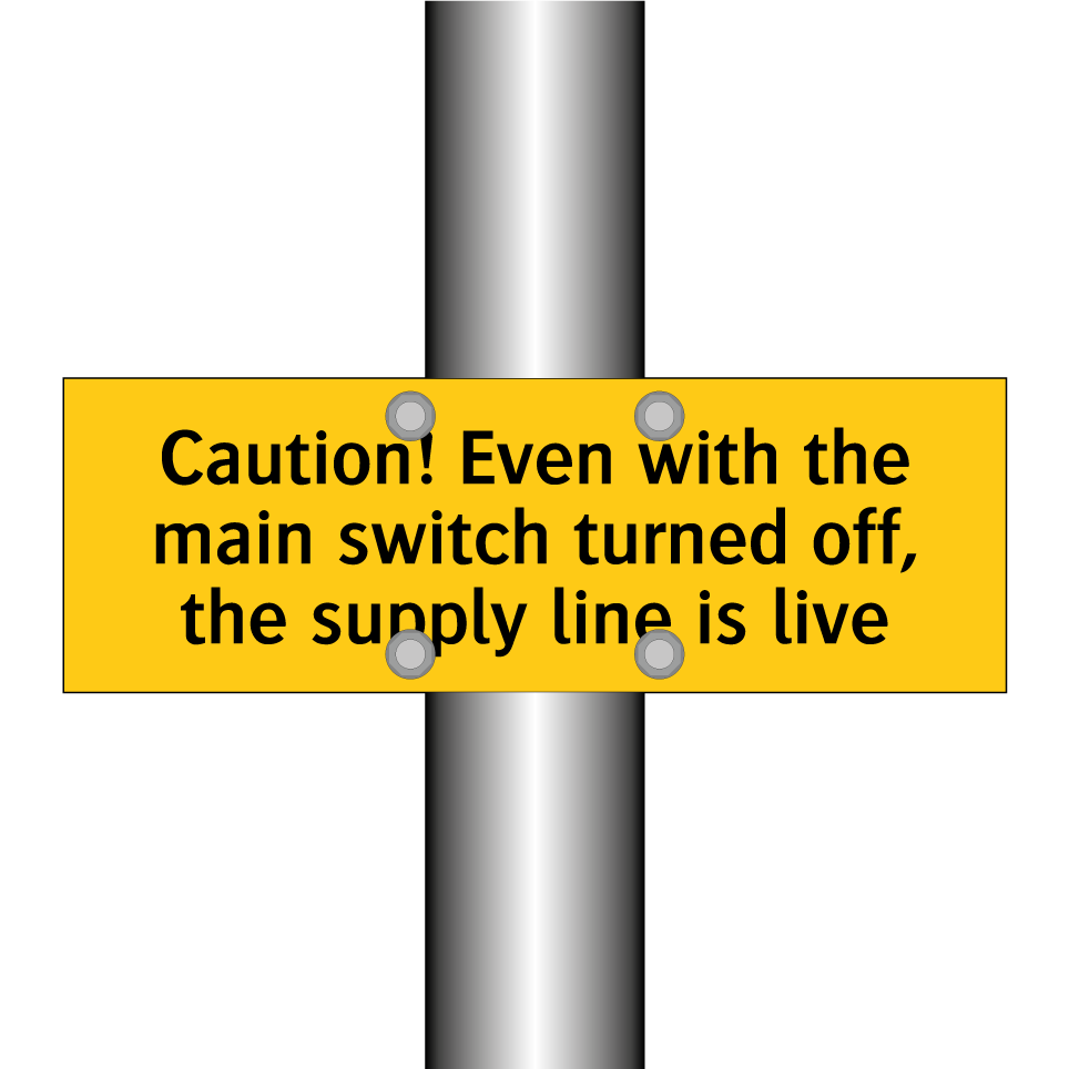 Caution! Even with the main switch turned off, the supply line is live