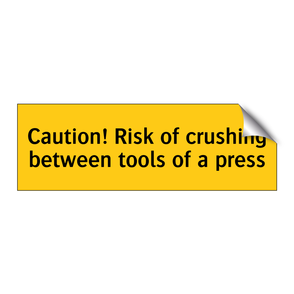 Caution! Risk of crushing between tools of a press
