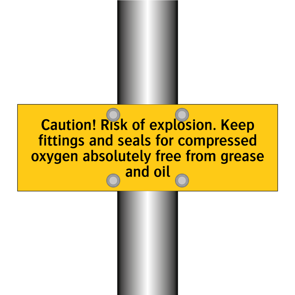 Caution! Risk of explosion. Keep fittings and seals for compressed oxygen absolutely free from grease and oil