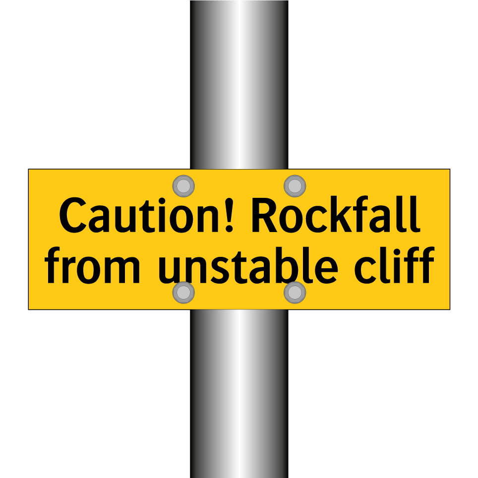 Caution! Rockfall from unstable cliff