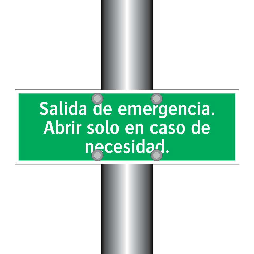 Salida de emergencia. Abrir solo en caso de necesidad.