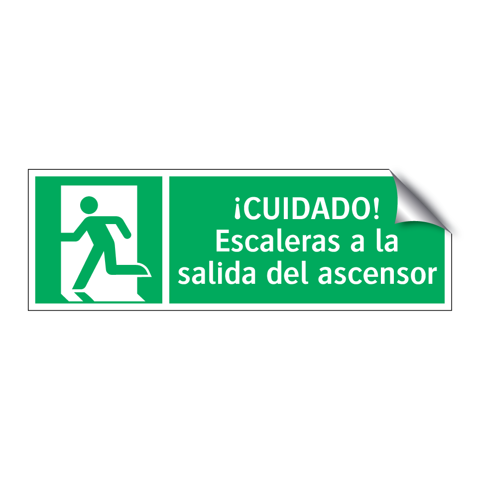 ¡CUIDADO! Escaleras a la salida del ascensor