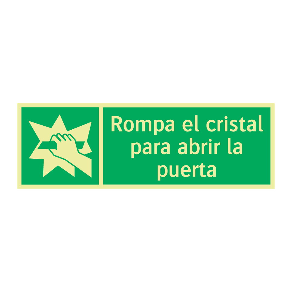 Rompa el cristal para abrir la puerta