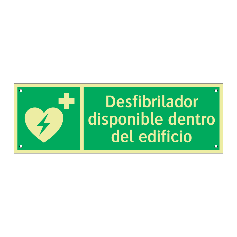 Desfibrilador disponible dentro del edificio