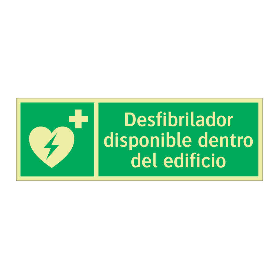 Desfibrilador disponible dentro del edificio
