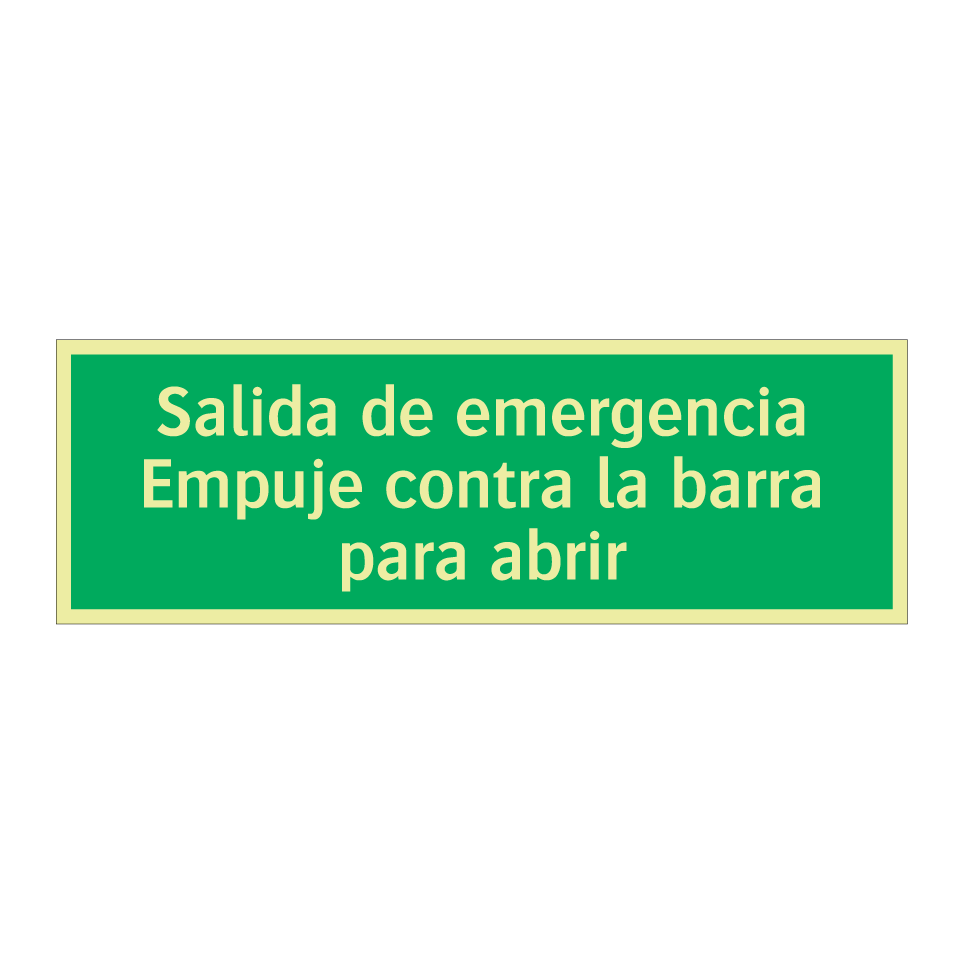 Salida de emergencia Empuje contra la barra para abrir