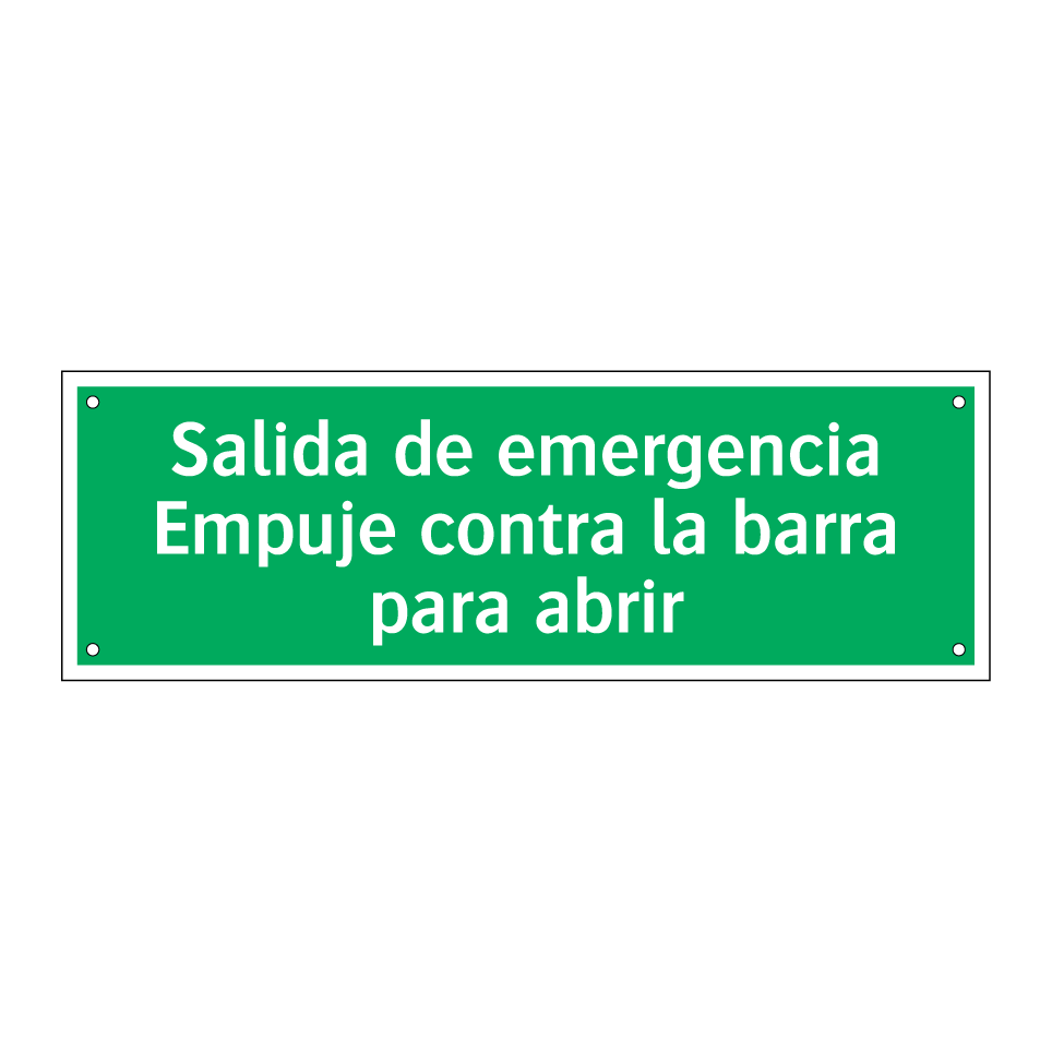 Salida de emergencia Empuje contra la barra para abrir